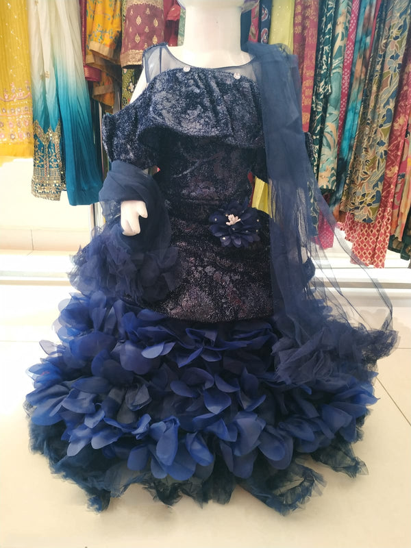 beautiful flayered , grand look barbie croptop, navy blue ( brb 15)
