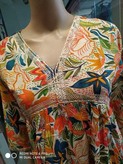 Flayered Umbrella gown, aliya pattern multicolour( Lst 64)