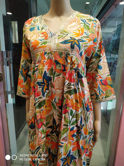 Flayered Umbrella gown, aliya pattern multicolour( Lst 64)