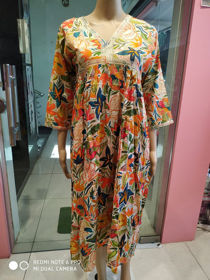 Flayered Umbrella gown, aliya pattern multicolour( Lst 64)