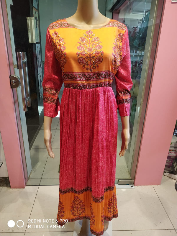 Flayered Umbrella gown, bandhani print( Lst 55)