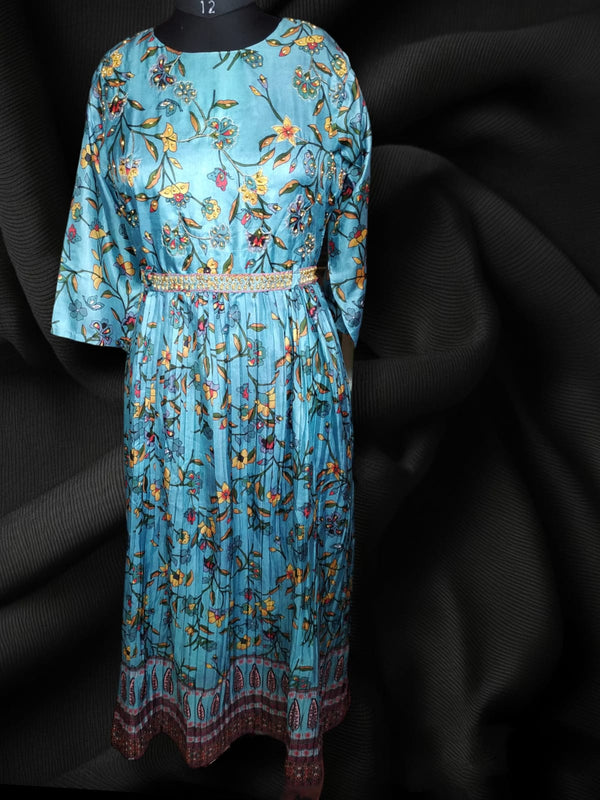 Partywear Flayered Umbrella gown, blue ( Lst 75)