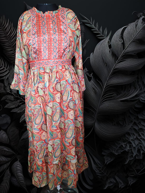 Flayered Georgette Umbrella gown, orange  ( Lst 71)