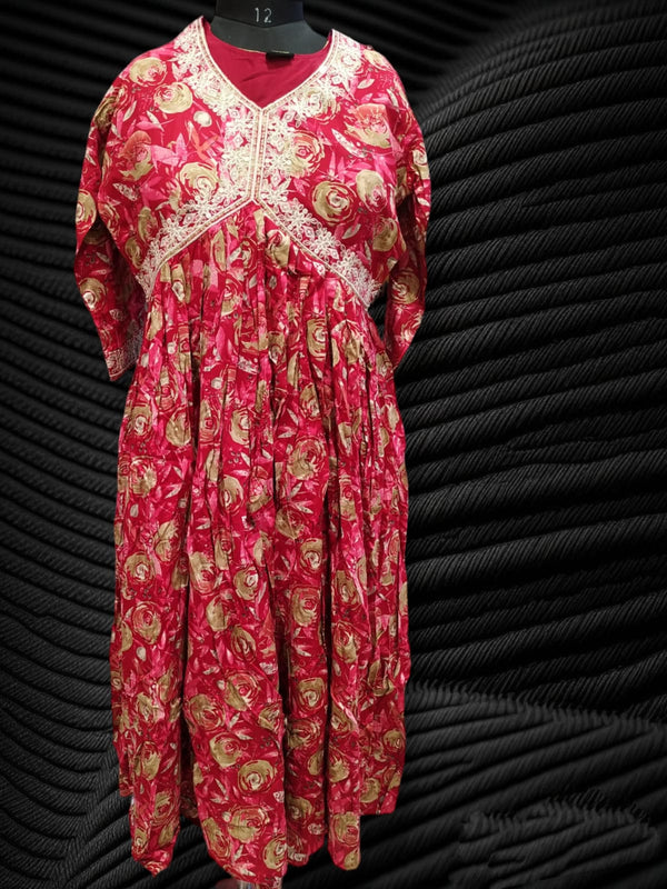 Flayered Umbrella aliya gown, red ( Lst 77)