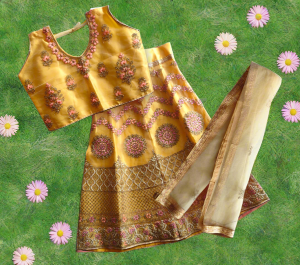 girls yellow colour lehanga ( e 27)