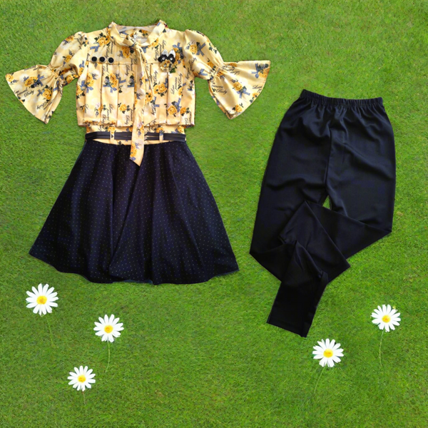 girls western , stylish knee length dress with legging ( wtbx 9)