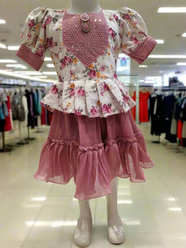 festive wear , beautiful frock pink / blue ( e 80)