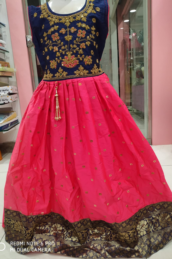 festive wear ,beautiful frock/ gown , pink/red/yellow ( e 70)