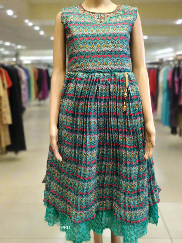 girls party wear , beautiful frock/ gown, blue &pink ( e 57)