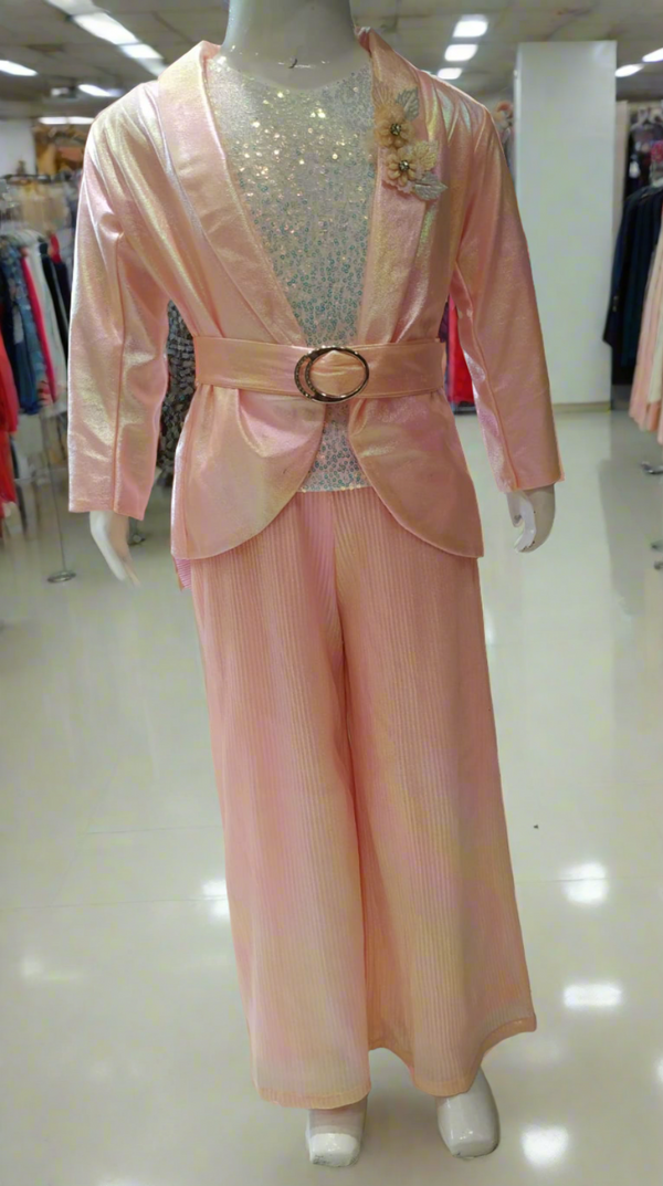 girls western party wear 3 piece  plazo set , pink ( wtbx 16)