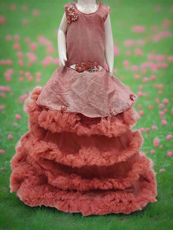 grand frills party frock, onion pink ( prbx 54)