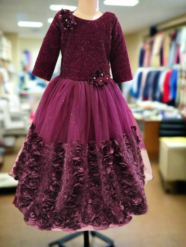 girls party frock long , colour wine ( prbx 56)