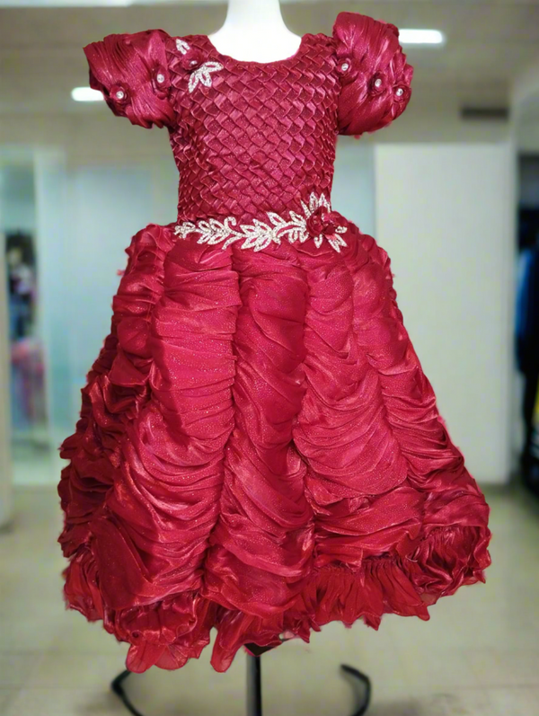 girls full grand birthday /party frock , red ( prbx 59)