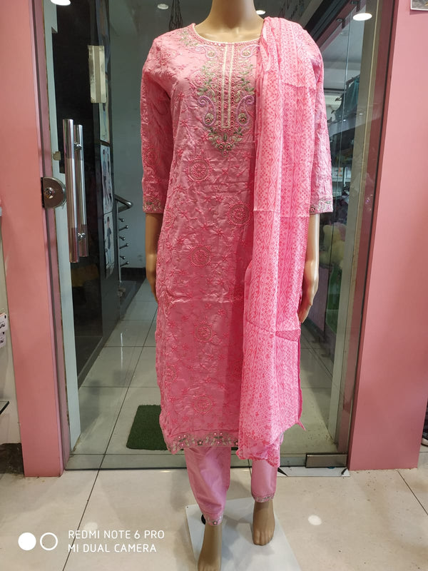 Women's party wear kurti set with pant and dupatta, pink ( NL 12)