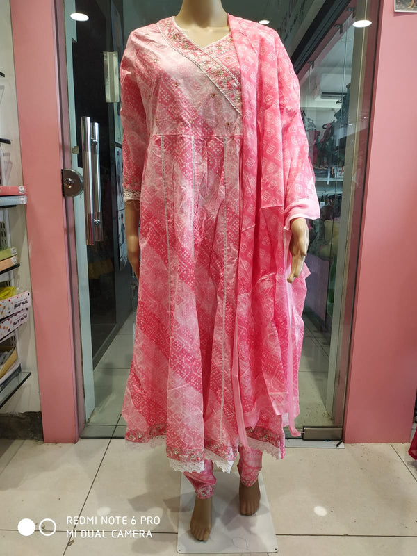 pink cotton flayered umbrella 3 piece full set( NL 16)
