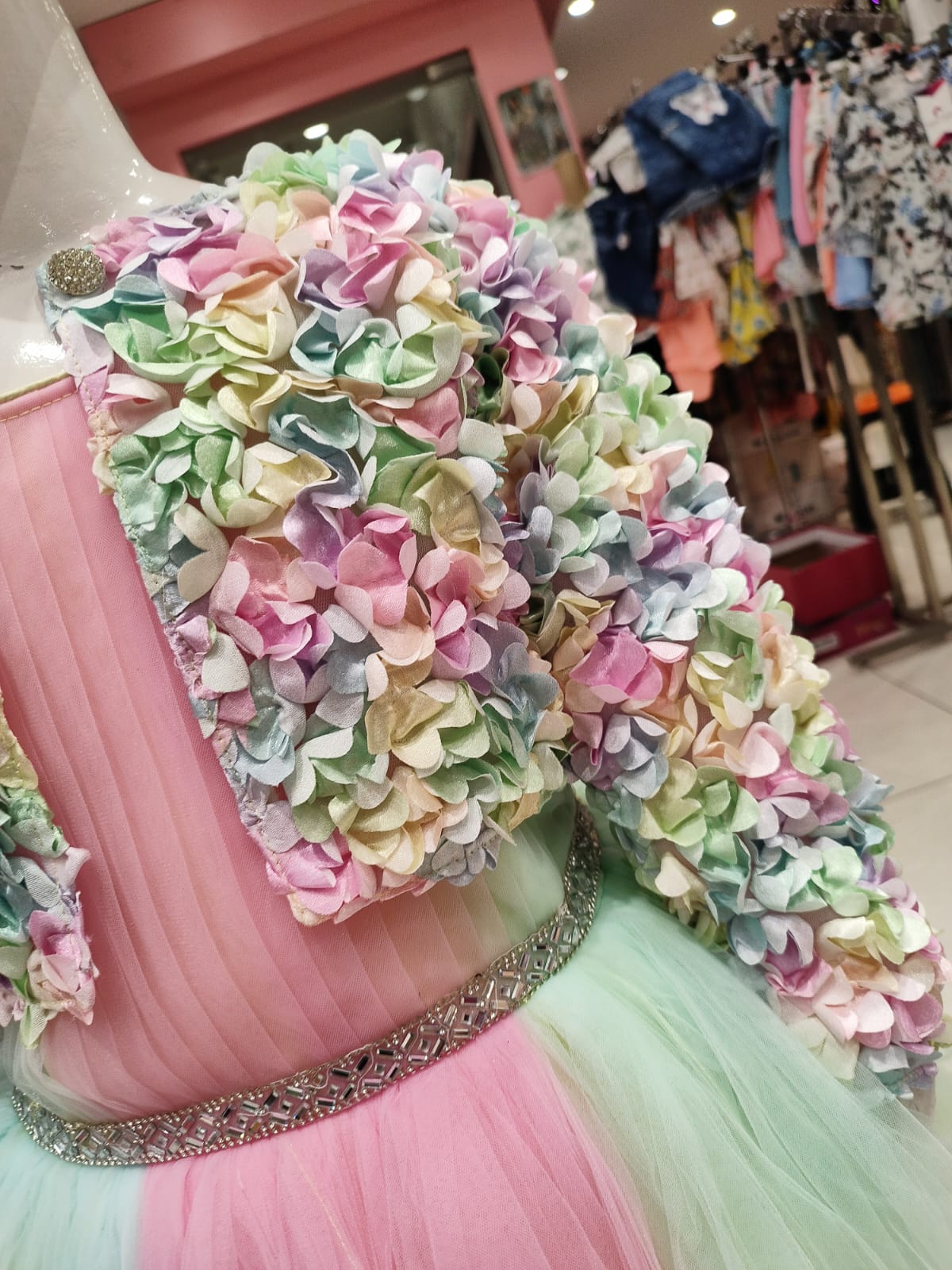 Rainbow birthday frock with flower coat (brb 12)