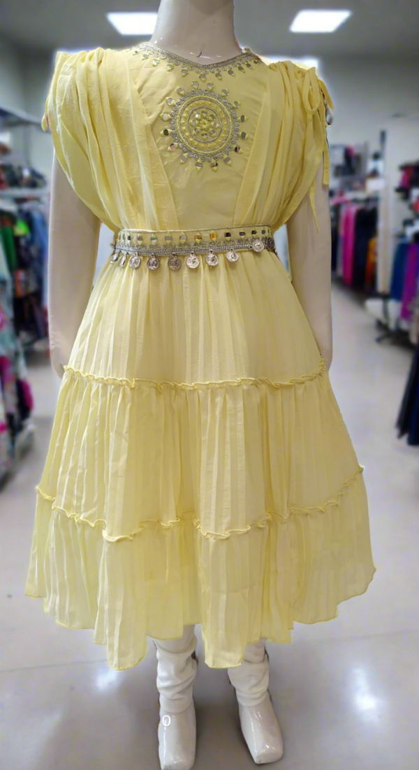 girls stylish indo -western dress with legging ,colour lemon yellow  ( Z 13)