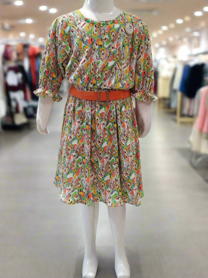 Girls Designer Multicolour Western Crinkle Dress