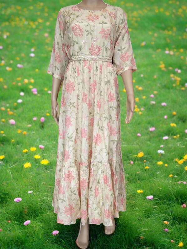 premium cloth partywear long flayered dress (Lst 52)