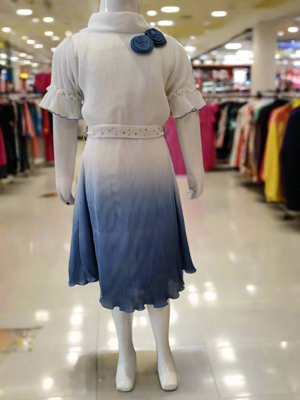 girls beautiful western classy dress , white and blue crush ( prbx 38)