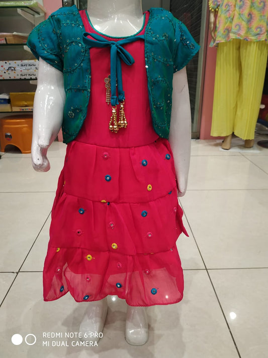 festive wear , beautiful frock/ gown with jacket ( e 66)