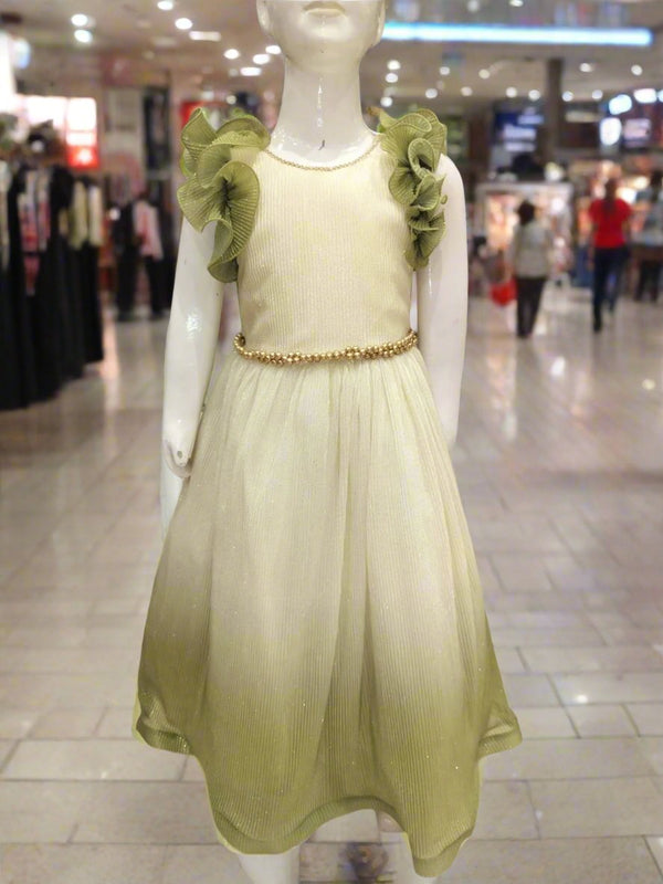 girls birthday /party frock shaded white and green ( prbx 63)