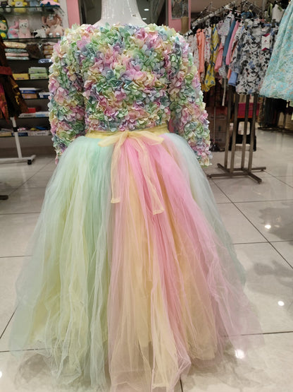 Rainbow birthday frock with flower coat (brb 12)