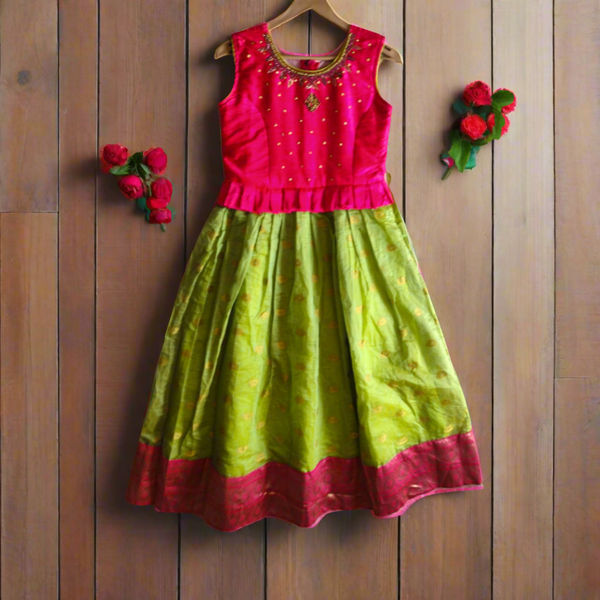 girls festive wear,  beautiful frock/ gown, light green ( e 55)