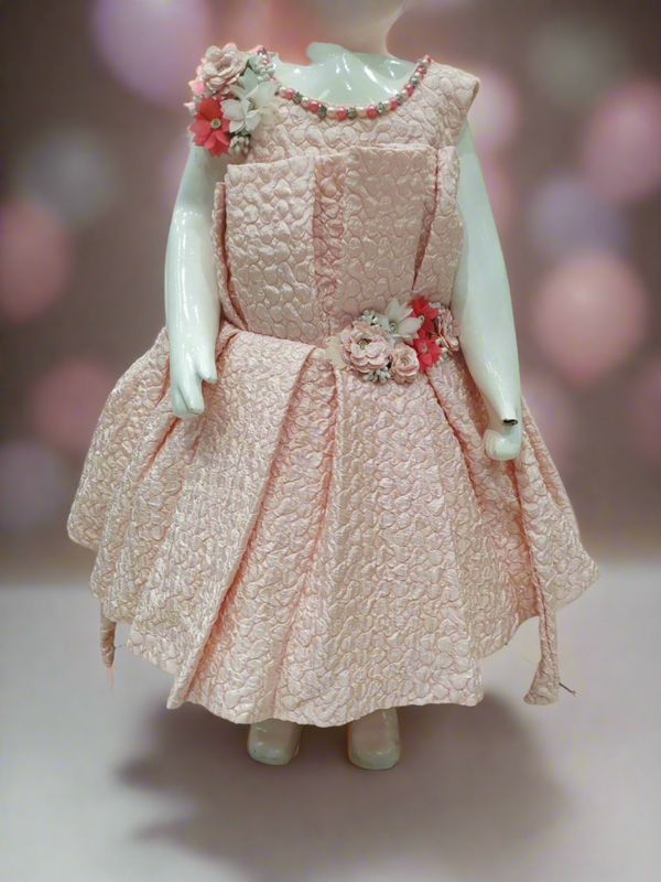 beautiful peach colour birthday frock( brb 13)