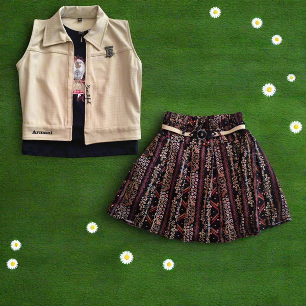 girls western short skirt-top set 3 piece ( wtbx 18)