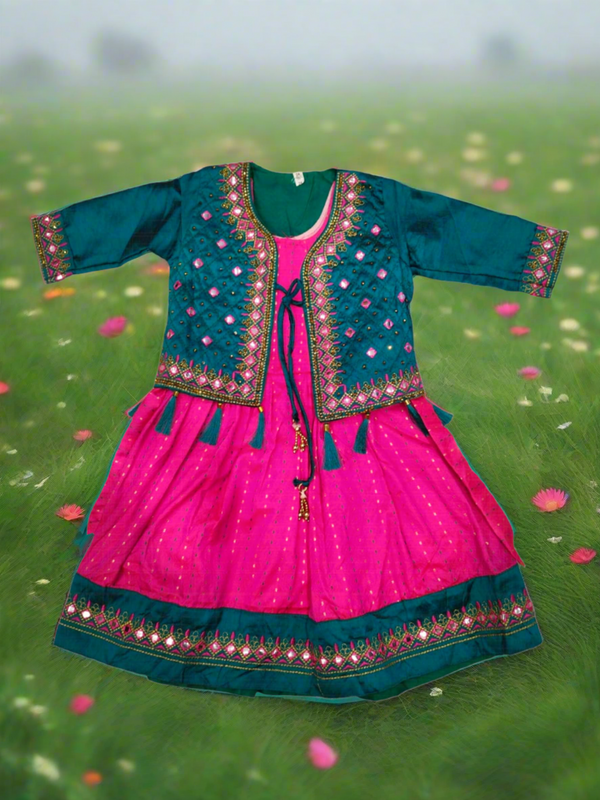 festive wear , beautiful frock/ gown with jacket, pink ( e 81)